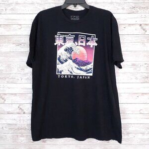 Mens Short Sleeve Shirt Size XL Tokyo Japan Black Pink 143A